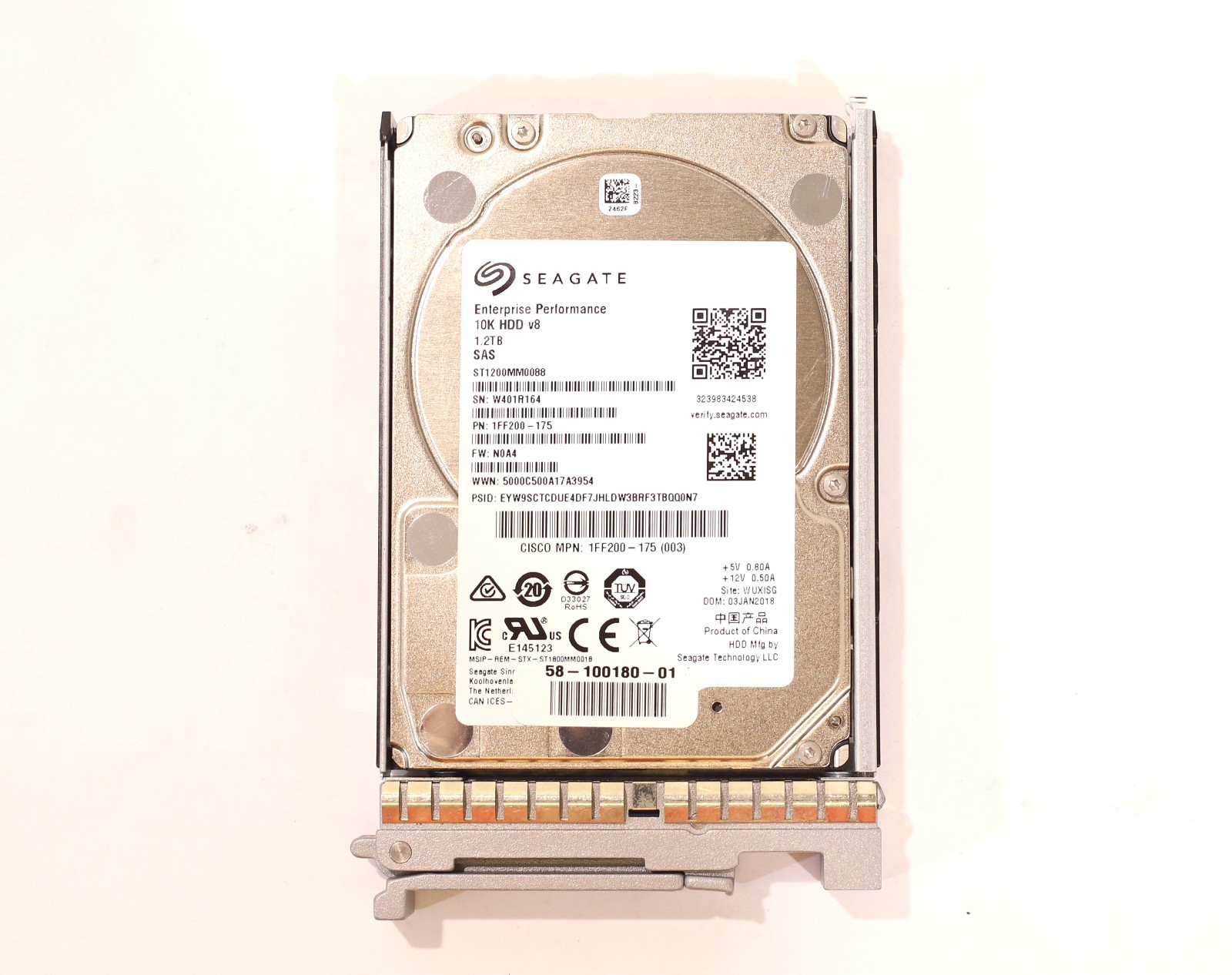 Cisco ST1200MM0088 1.2TB 2.5" 12Gb/s 10K RPM SAS Drive W/Caddy P/N: 1FF200-175