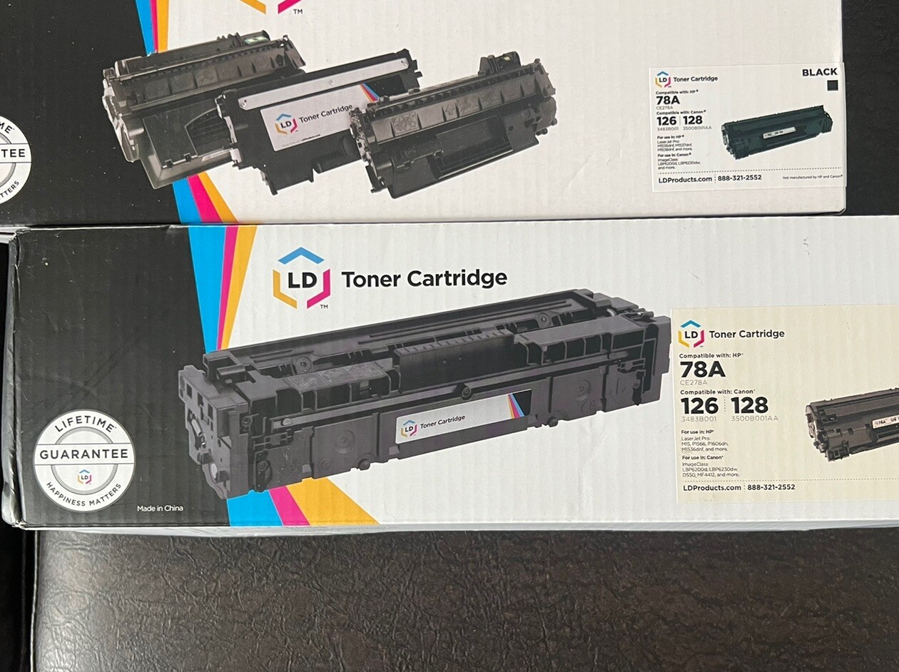 TWO LD Toner Cartridge Canon 128 126 & HP 78A
