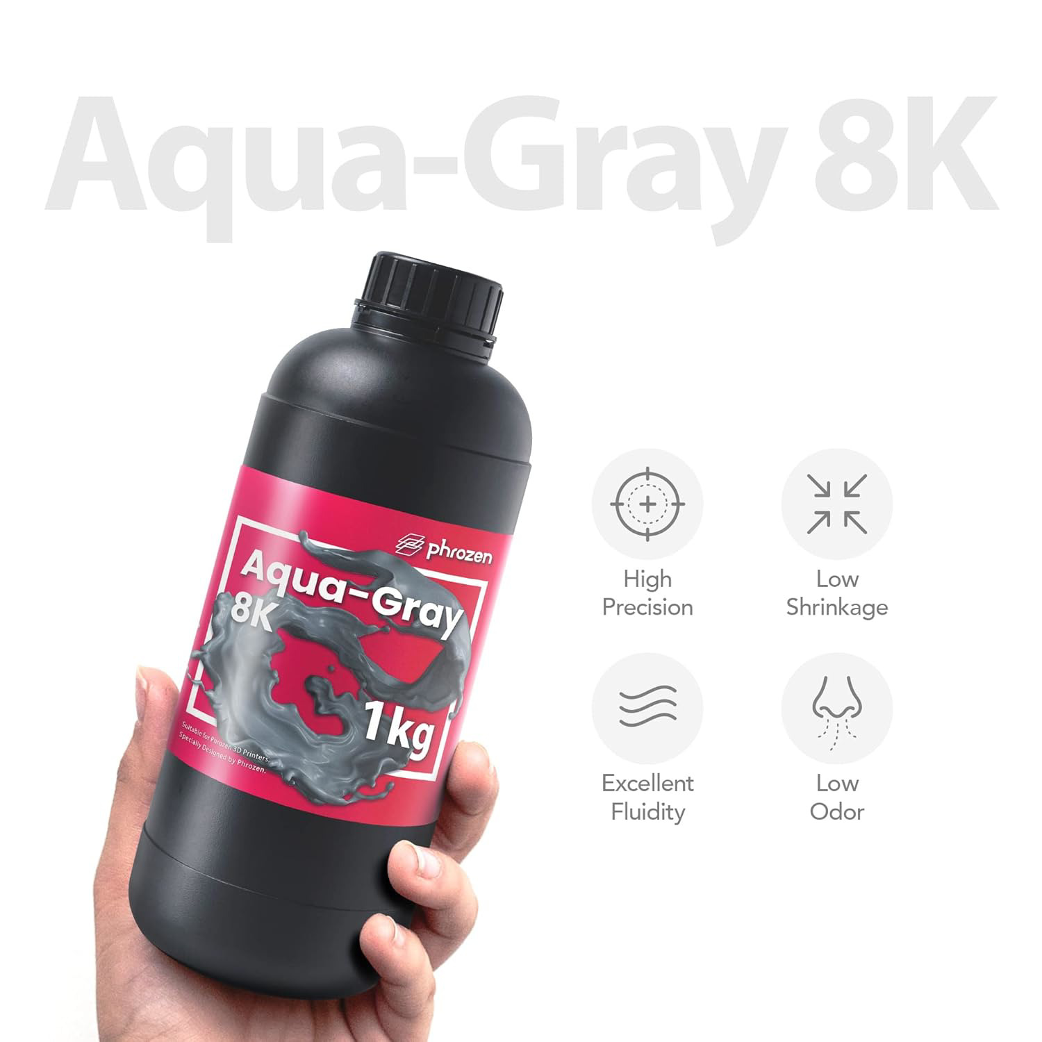 Phrozen Aqua-Gray 8K 3D Printing Resin, Designed to Showcase Highly Detailed 3D