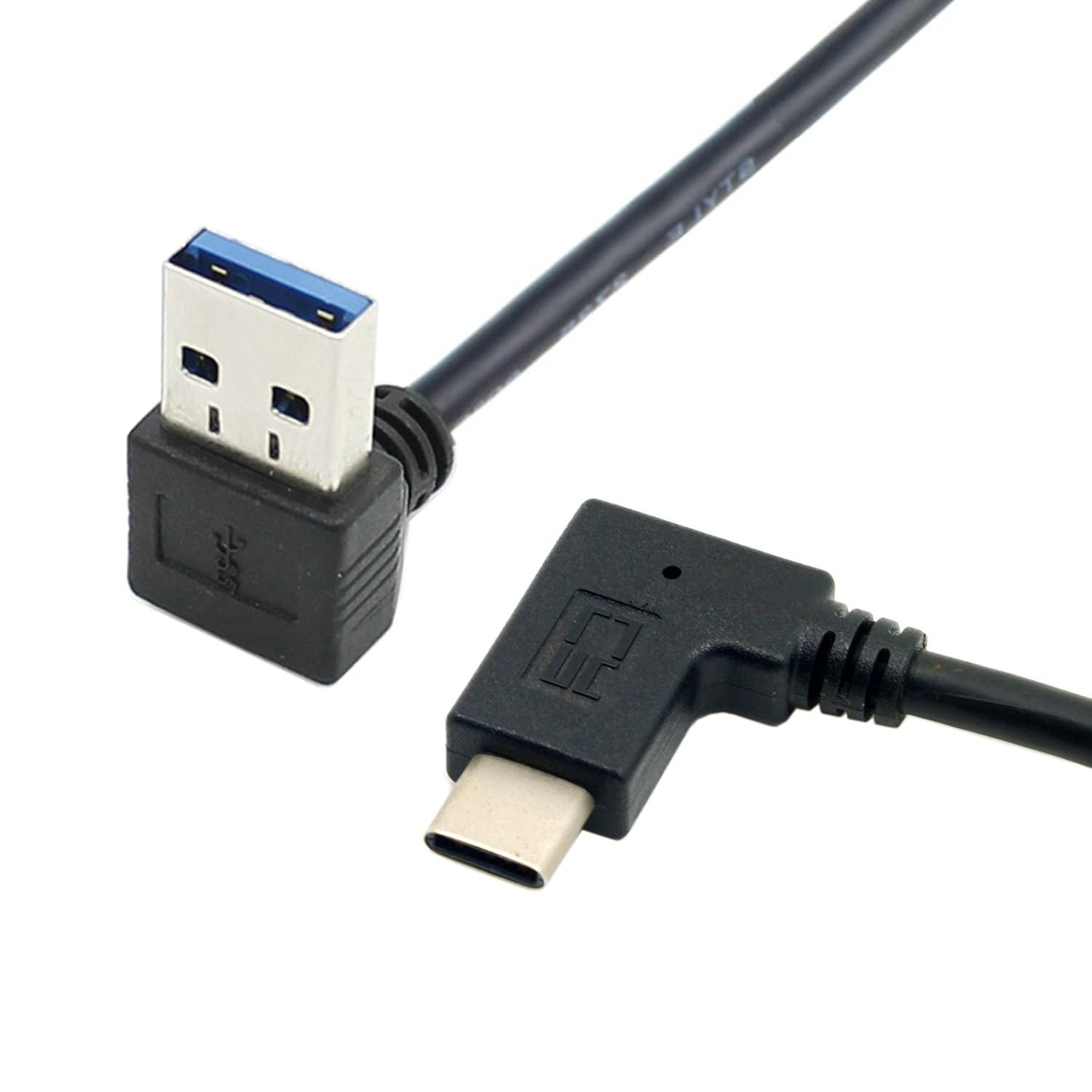 JSER 30Cm Reversible USB 3.1 USB-C Right Angled to 90 Degree down Angled a Male