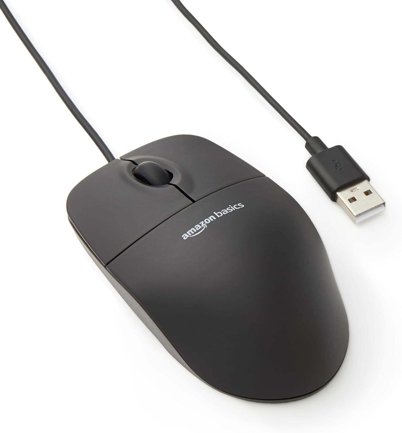 Amazon Basics 3-Button USB Wired Mouse w/ Responsive Tracking, Plug & Play
