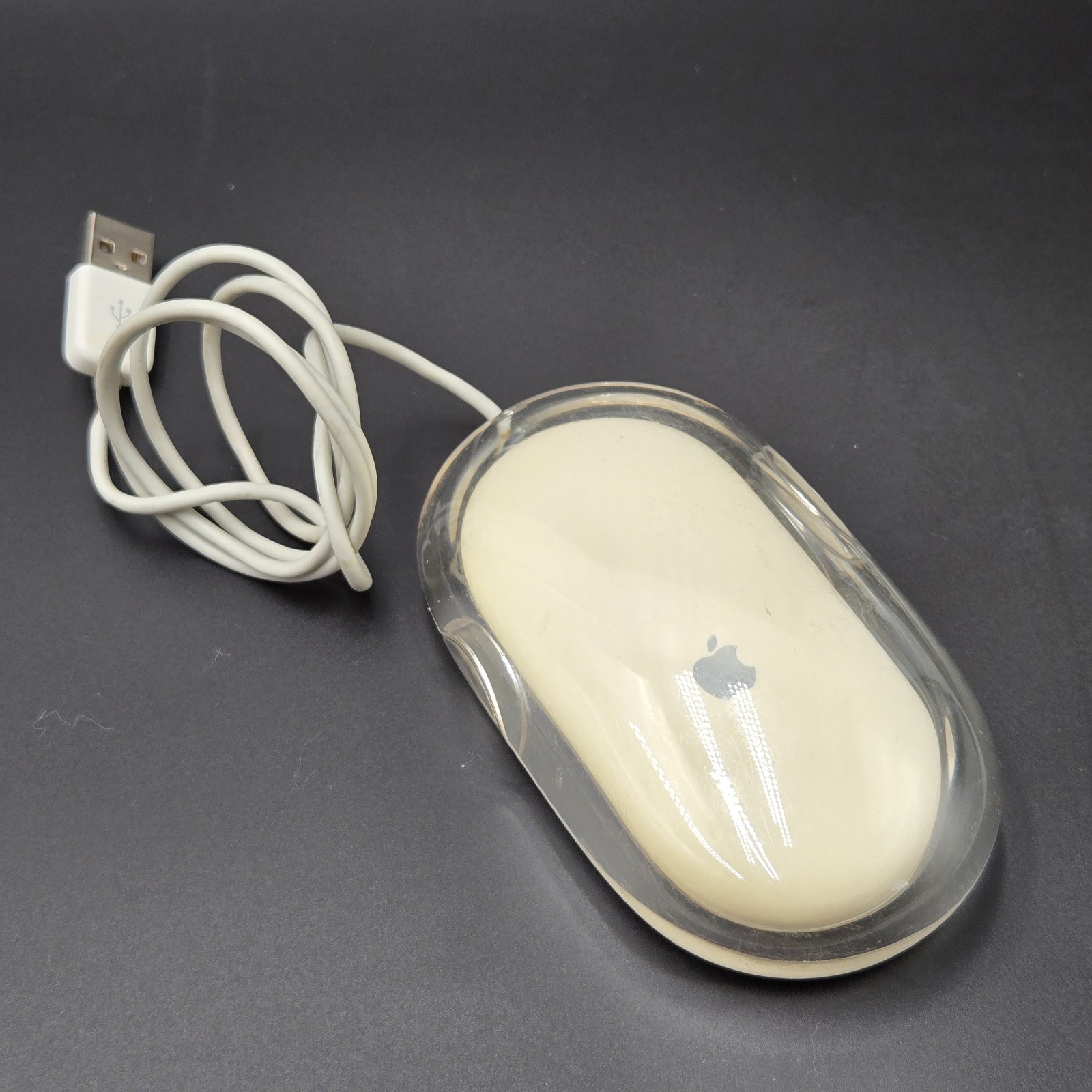 Vintage Apple Original OEM Wired USB Pro Model Mouse for Mac Clear/White M5769