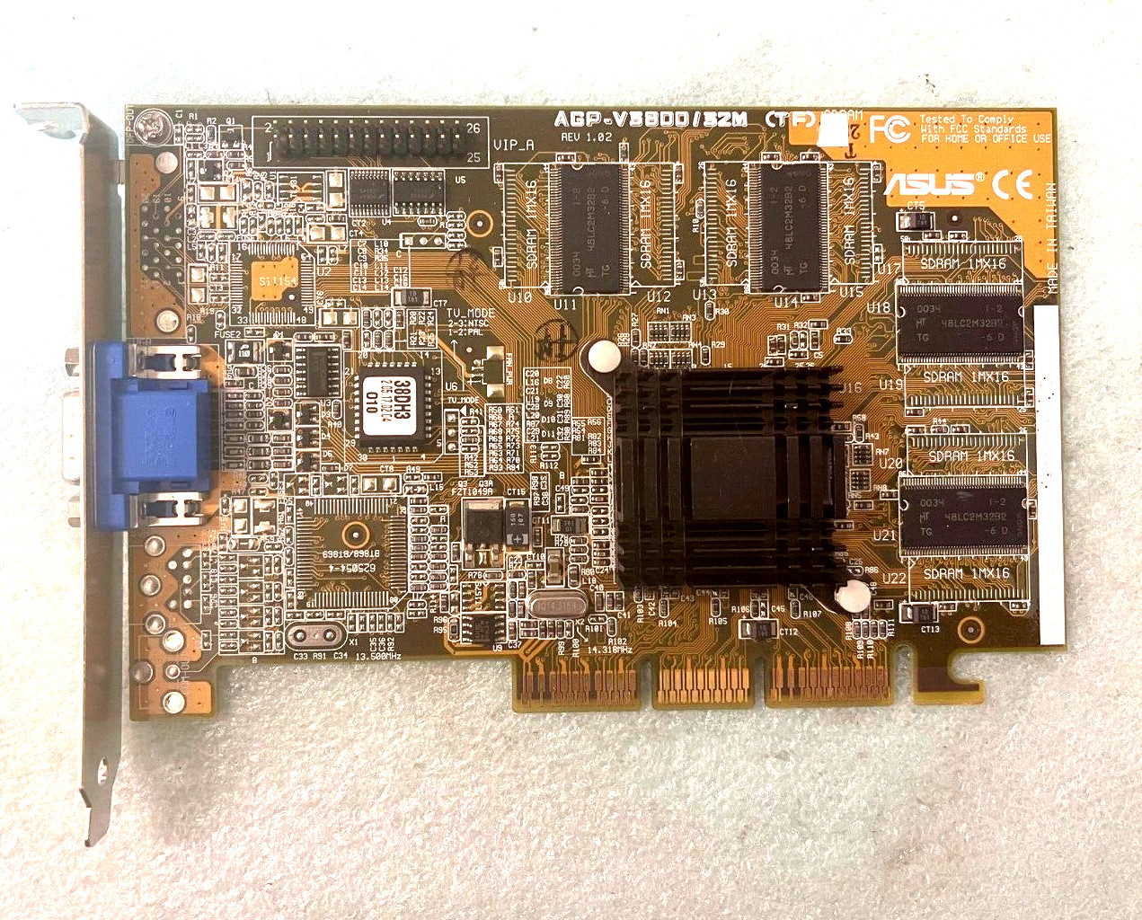 RARE ASUS AGP-V3800/32M PURE VIDIA RIVA TNT2 AGP VGA CARD VGA ONLY MXB163