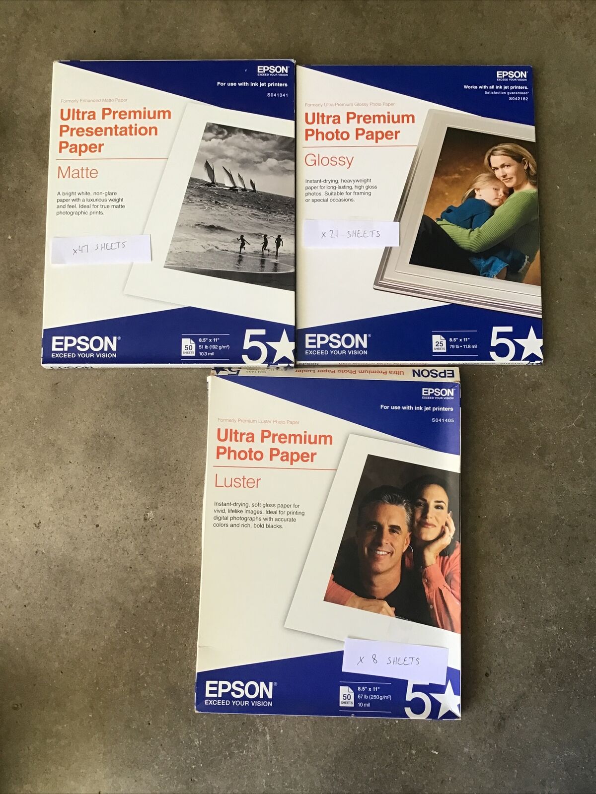 Lot Of 76 Sheets Epson Ultra Premium Photo / Presentation Paper Open Boxes 2-3