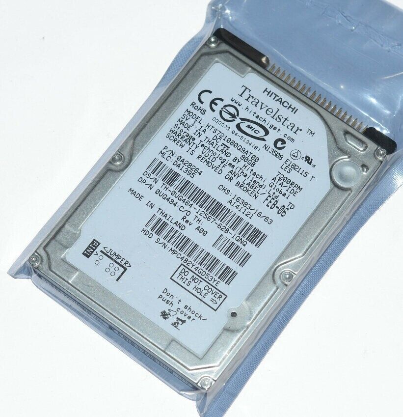 Hitachi 80G 7200RPM HTS721080G9AT00 Internal 2.5 Inch IDE Notebook Hard Drive
