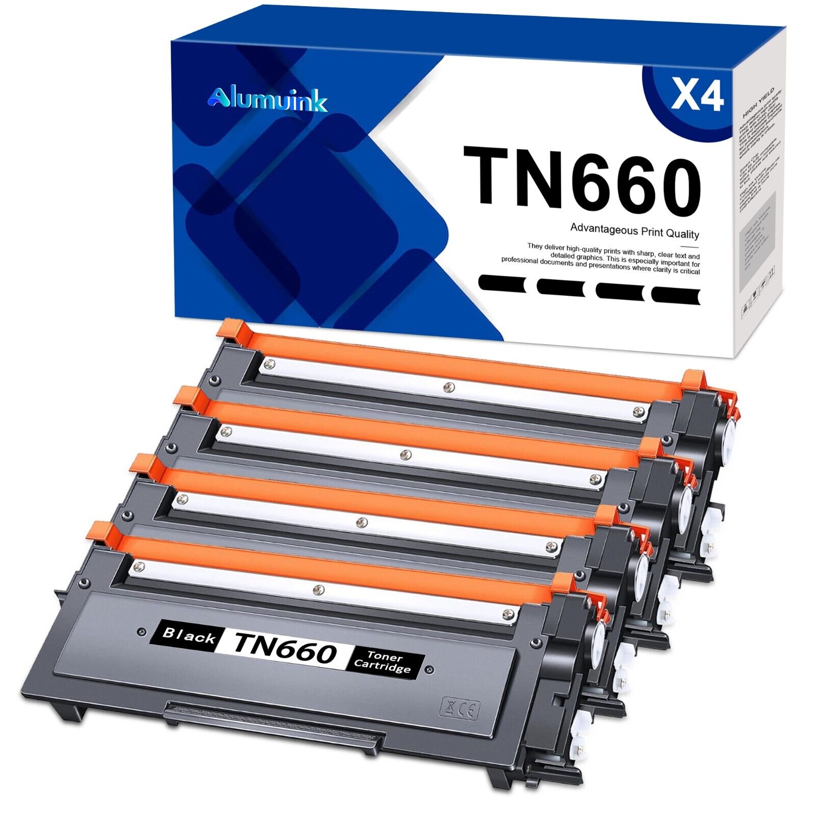 TN-660 TN660 Black Toner Replacement for Brother TN660 HL-L2300D HL-L2305W,4Pack