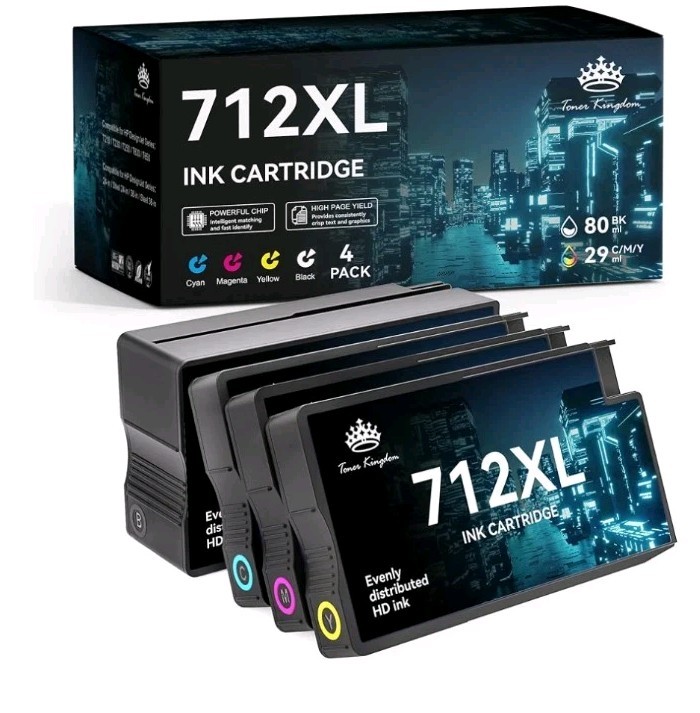 712XL Ink Cartridges Compatible Replacement for HP 712XL 712 Ink Cartridges Comb