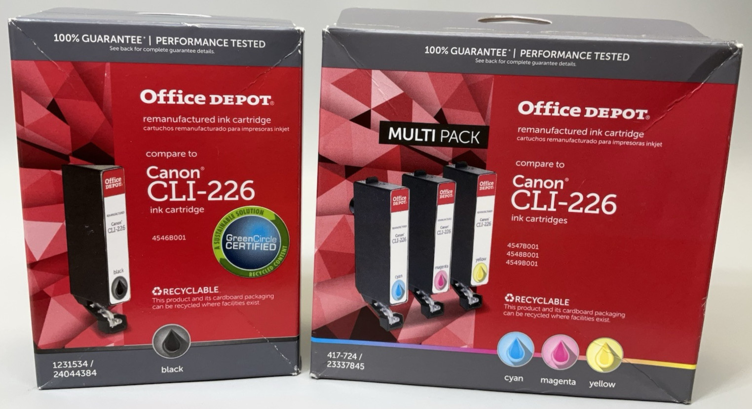 Set of Office Depot Ink for Canon CLI-226 Black, Cyan, Magenta, Yellow