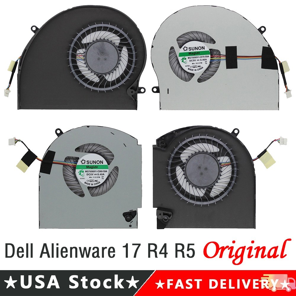 A Pair OEM CPU + GPU Cooling Fan For Dell Alienware 17 R4 R5 P31E ALW17C Laptop