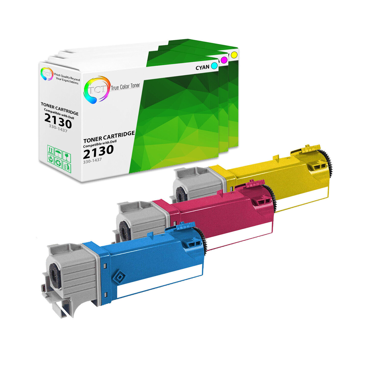 TCT 3PK 2130 Color Laser Toner Cartridge Set For Dell 2130cn 2135cn 2130 2135
