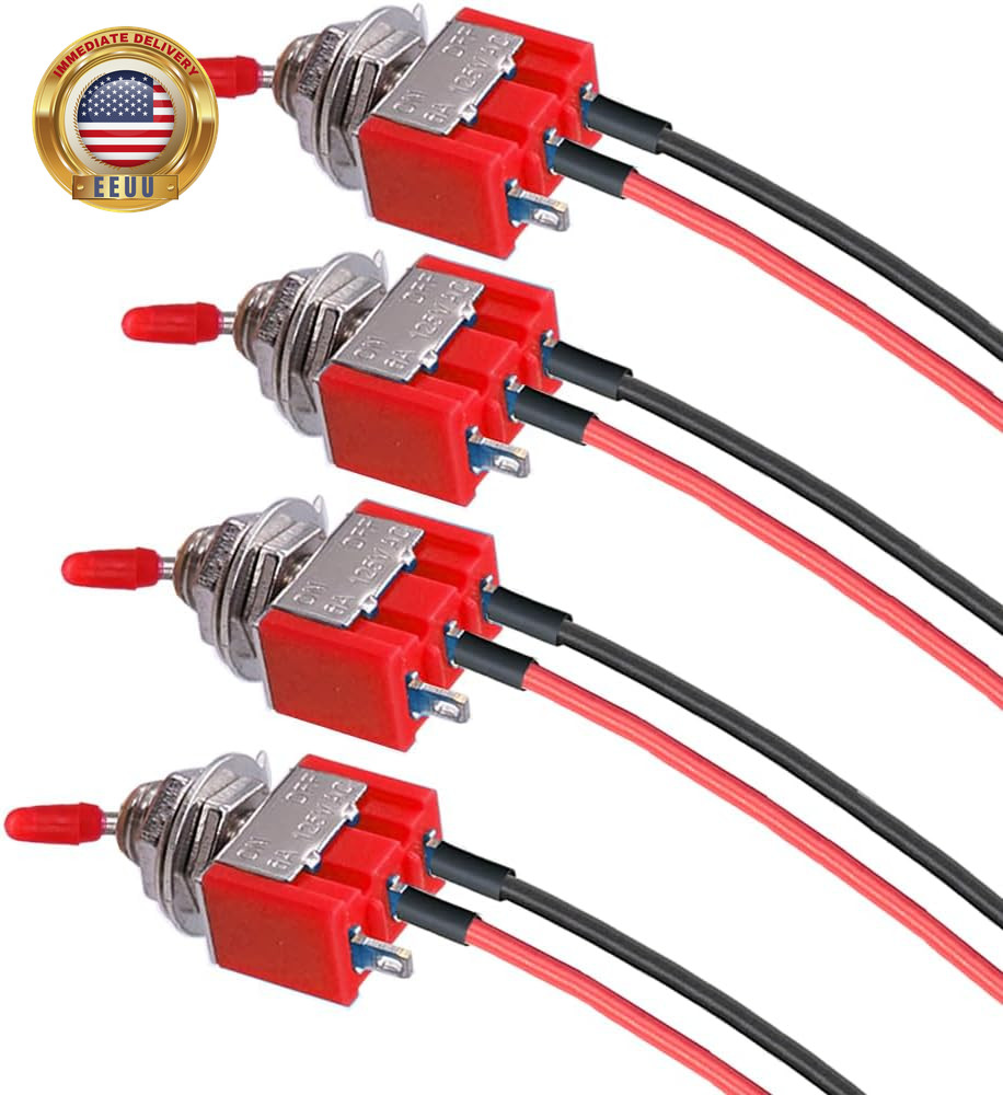 VONVOFF Toggle Switch,4Pcs On/Off SPST Switch with Pre-Soldered Wire,3V/5V/12V/2