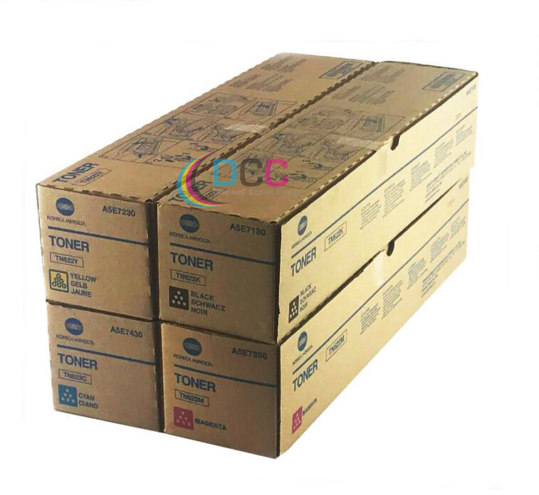 Genuine Konica Minolta TN622 CMYK Toners Set A5E7130 A5E7230 A5E7330 A5E7430 OEM