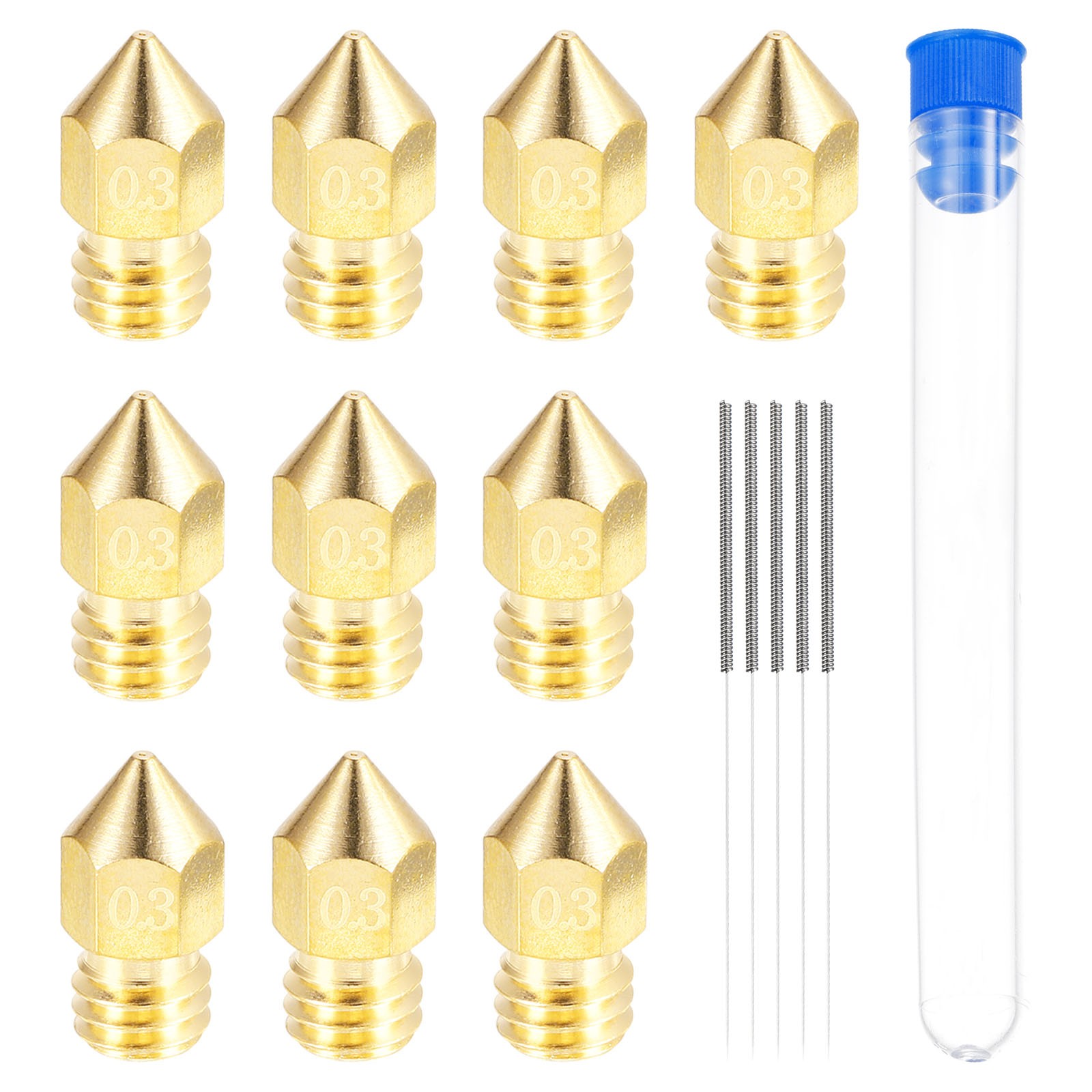 10Pcs 0.3mm 3D Printer Extruder Nozzles Head for 1.75mm Extruder Print, Brass