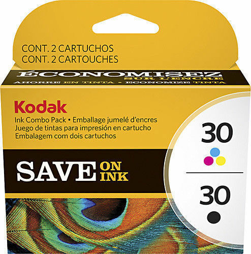 2 Pack Genuine Kodak 30 Ink Cartridge for ESP 1.2, 3.2, C110, C310 Hero 2.2,3.1