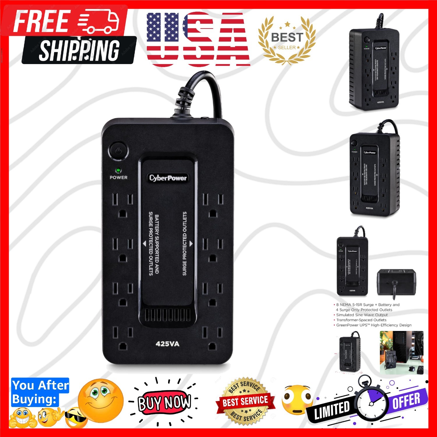 ST425 Standby UPS Battery Backup and Surge Protector