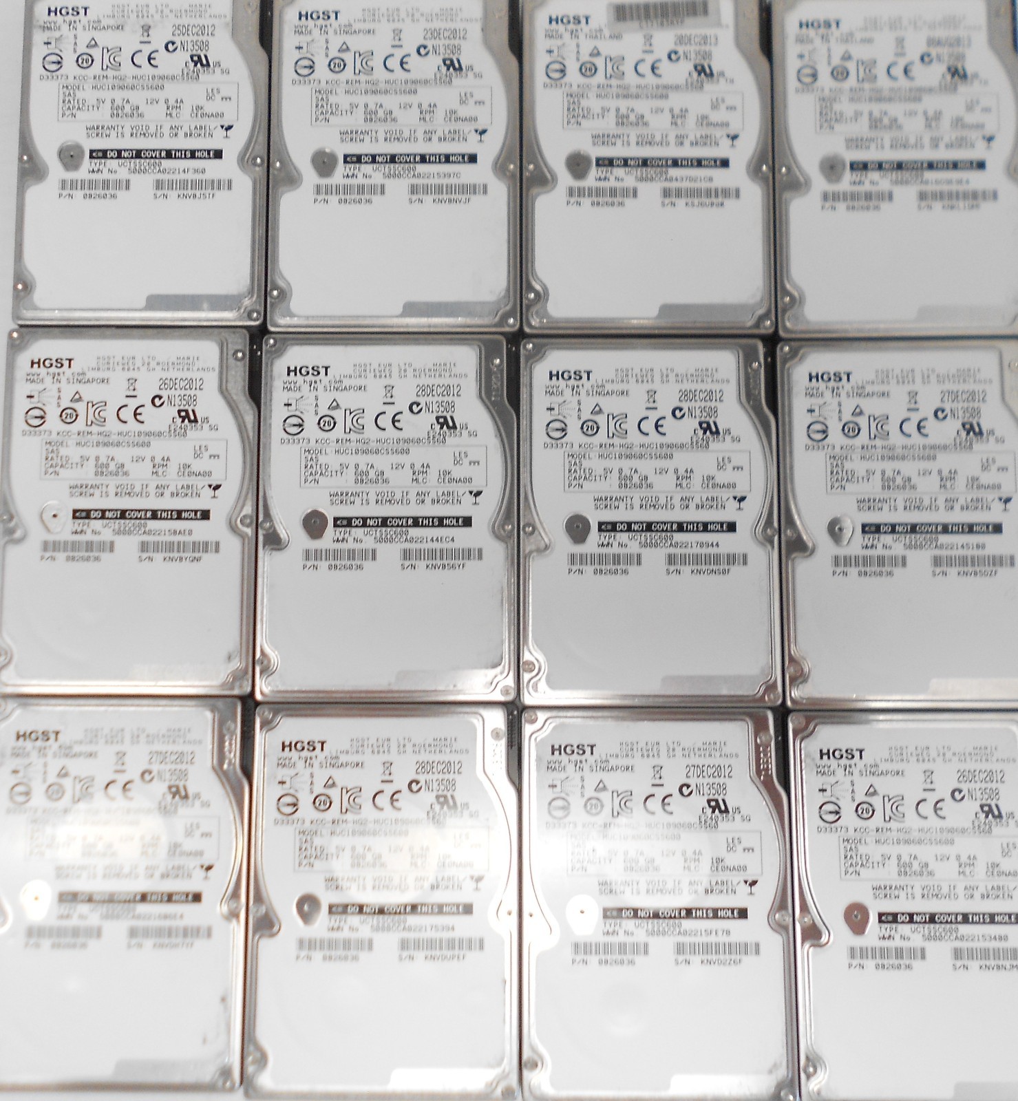 LOT OF 16 HGST HUC109060CSS600 600GB 10K SAS 2.5" 6Gbs Server Hard Drive Dell HP