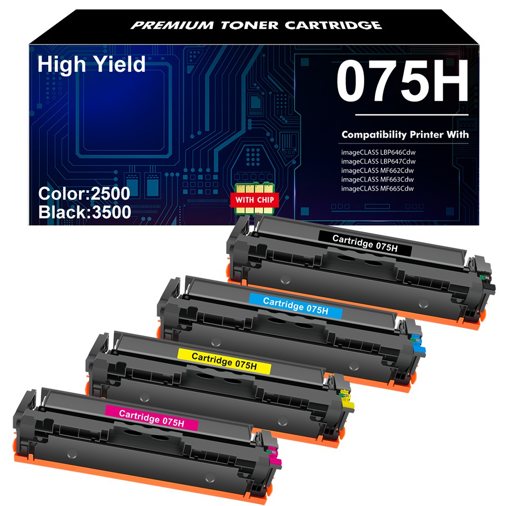 075H 4-Pack Toner Cartridge for Canon ImageCLASS MF660c MF662Cdw MF665Cdw