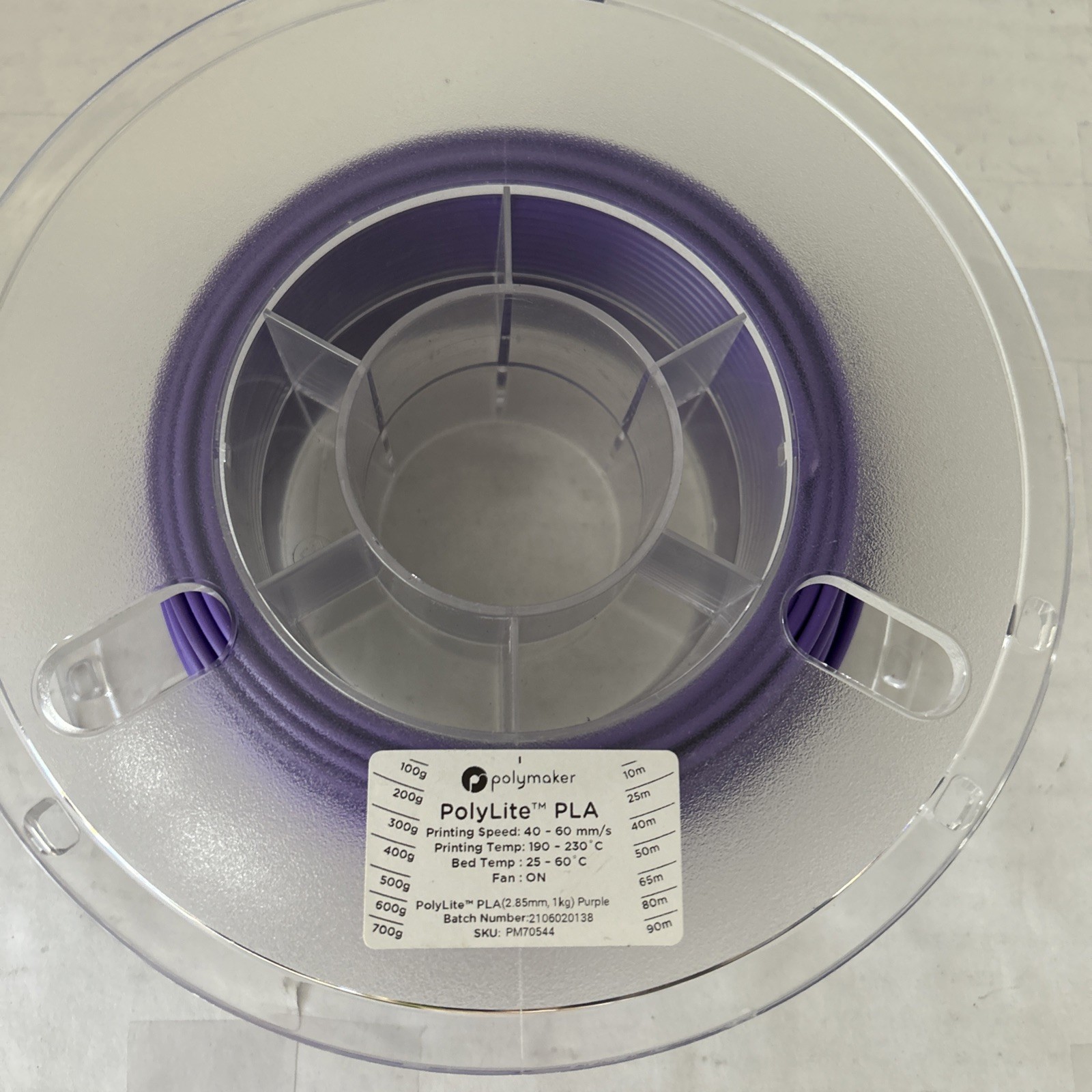 PolyLite PLA 3D Printing Filament. 2.85mm Diameter. Color - Purple. Used.