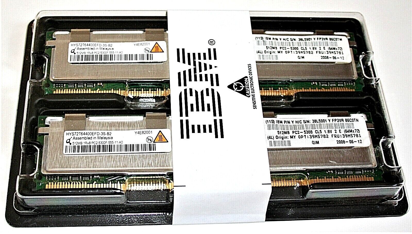 2 IBM 39M5782 ECC DIMM Memory Upgrade 1GB PC2 New NOS Sealed 6-12-2008 