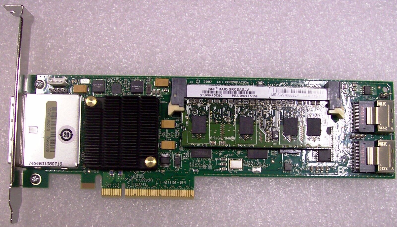 Intel SRCSASJV RAID Controller Low-Profile, PCIe 3Gb/s SAS/SATA. New Card Only