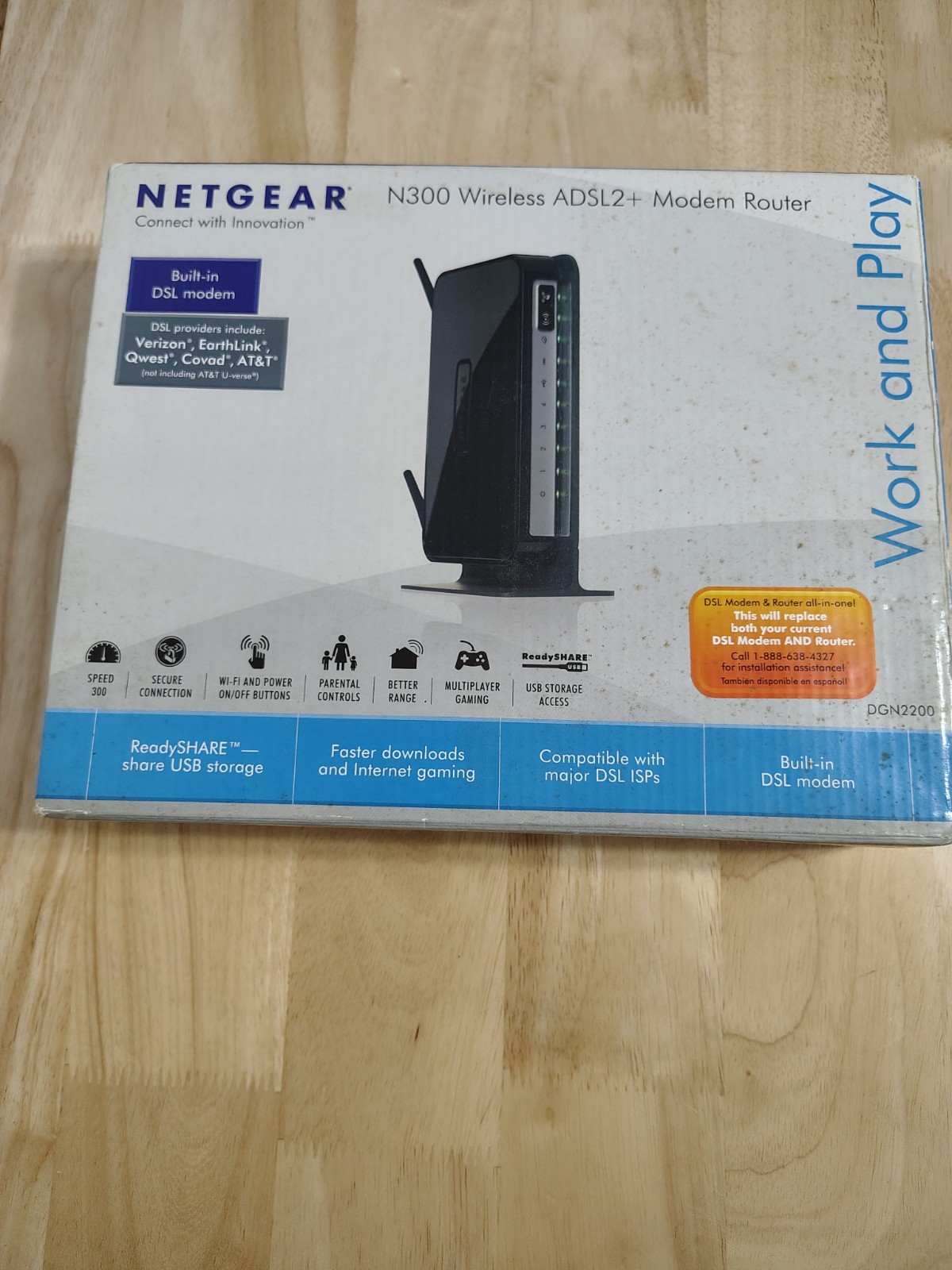 NETGEAR N300 Wireless Gigabit ADSL2+ Modem Router DNG2200