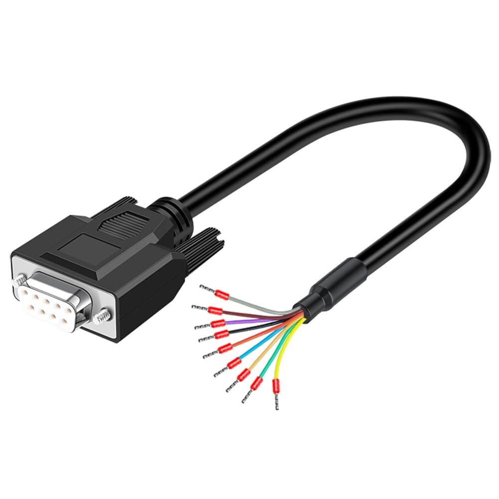 DB9 Female Solderless Breakout Connector with 5Ft 26AWG Cable, Plastic Shell ...