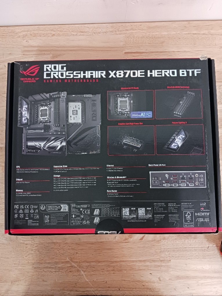 Asus ROG Crosshair X870E Hero BTF Gaming Motherboard