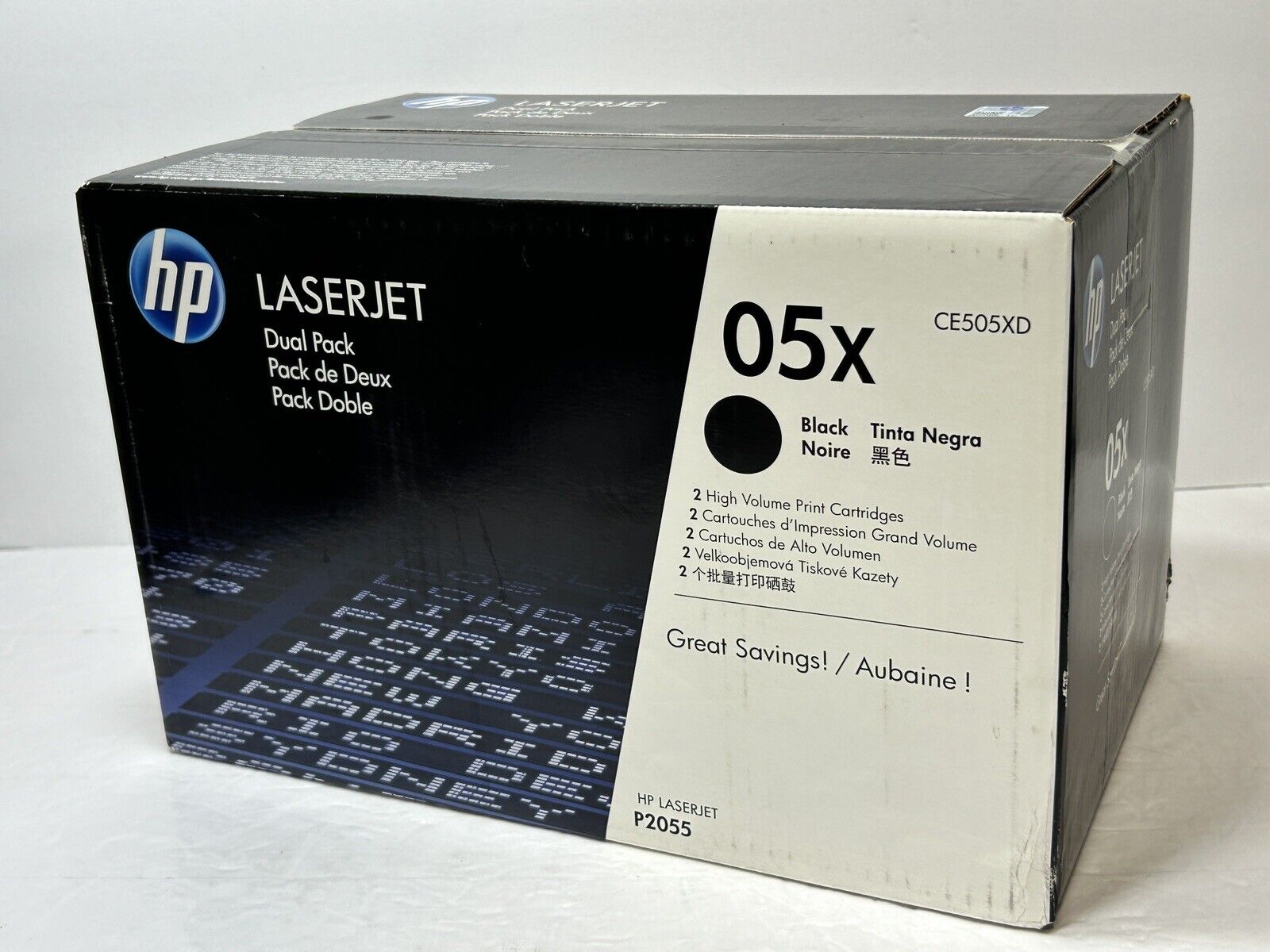 GENUINE HP 2 Pack Black Toner Cartridges CE505XD 05X LaserJet P2055 NEW SEALED