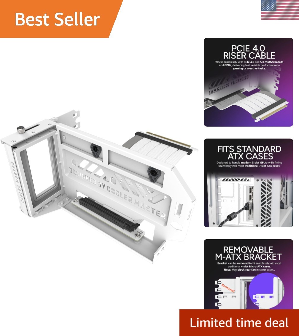 Vertical GPU Holder Kit V3 White - Adjustable PCIe 4.0 & 5.0 for ATX/Micro ATX