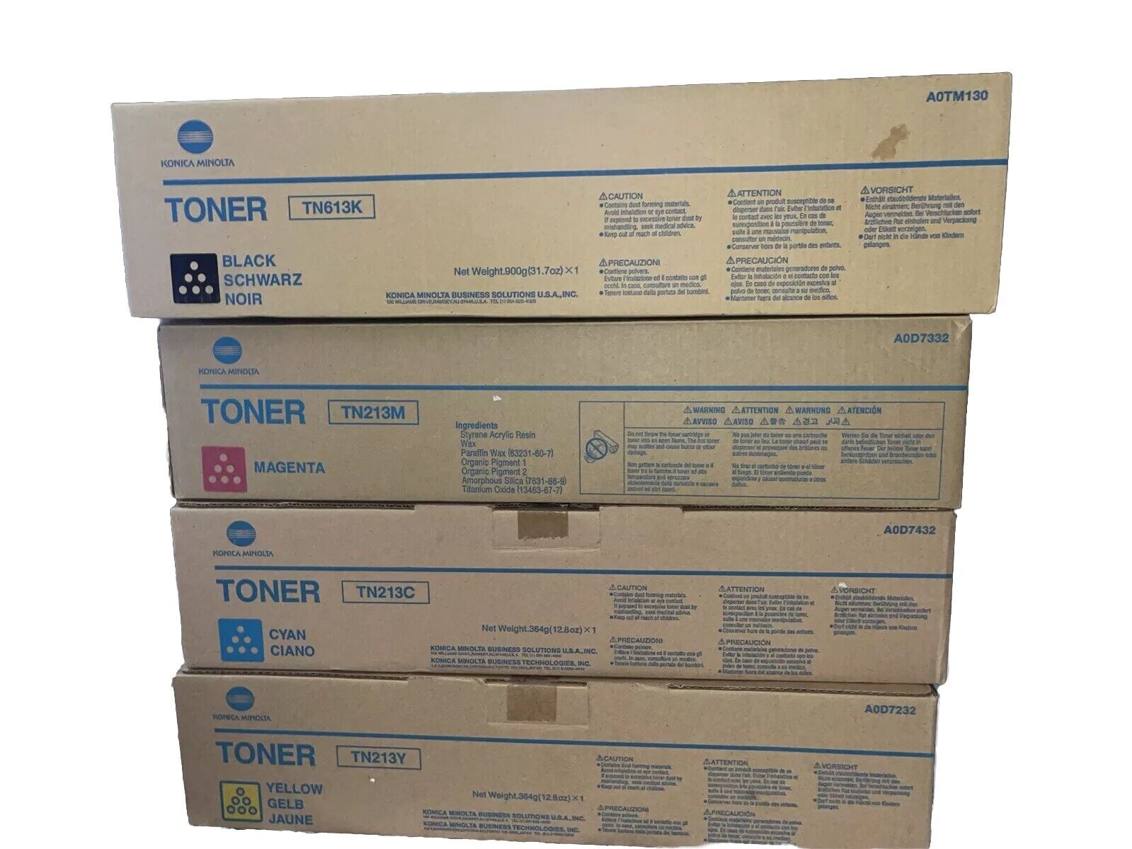 ❤️ Konica Minolta TN213 CMYK Toner Cartridges C203/C253 New, Sealed - lot set