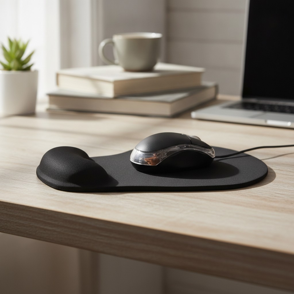 Compact 9.4x8.2 Ergonomic Mouse Pad with Memory Gel Wrist Support for All Uses