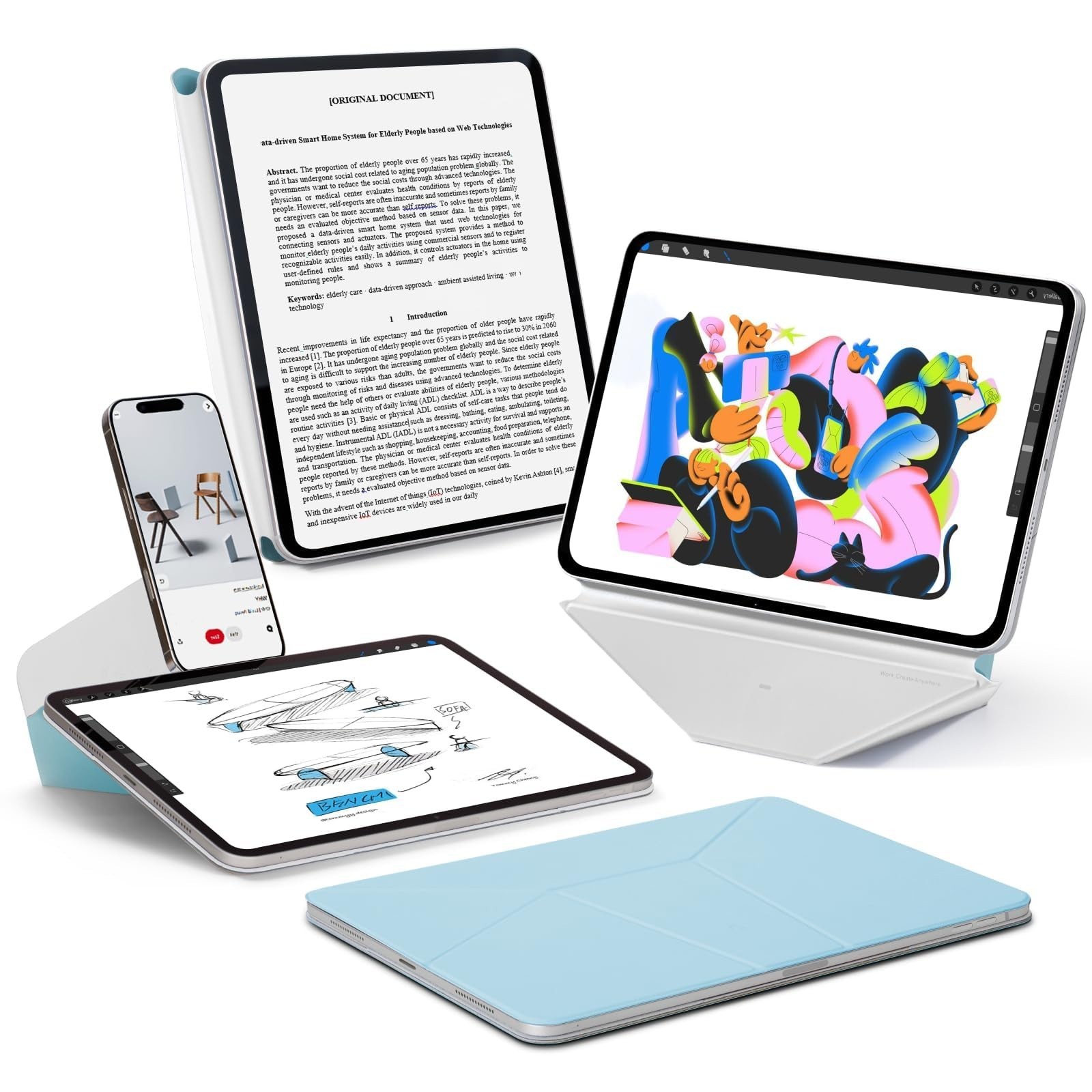 MOFT Dynamic Folio Case iPad Pro 13 M5 M4 Soothing Mist Misty Cove