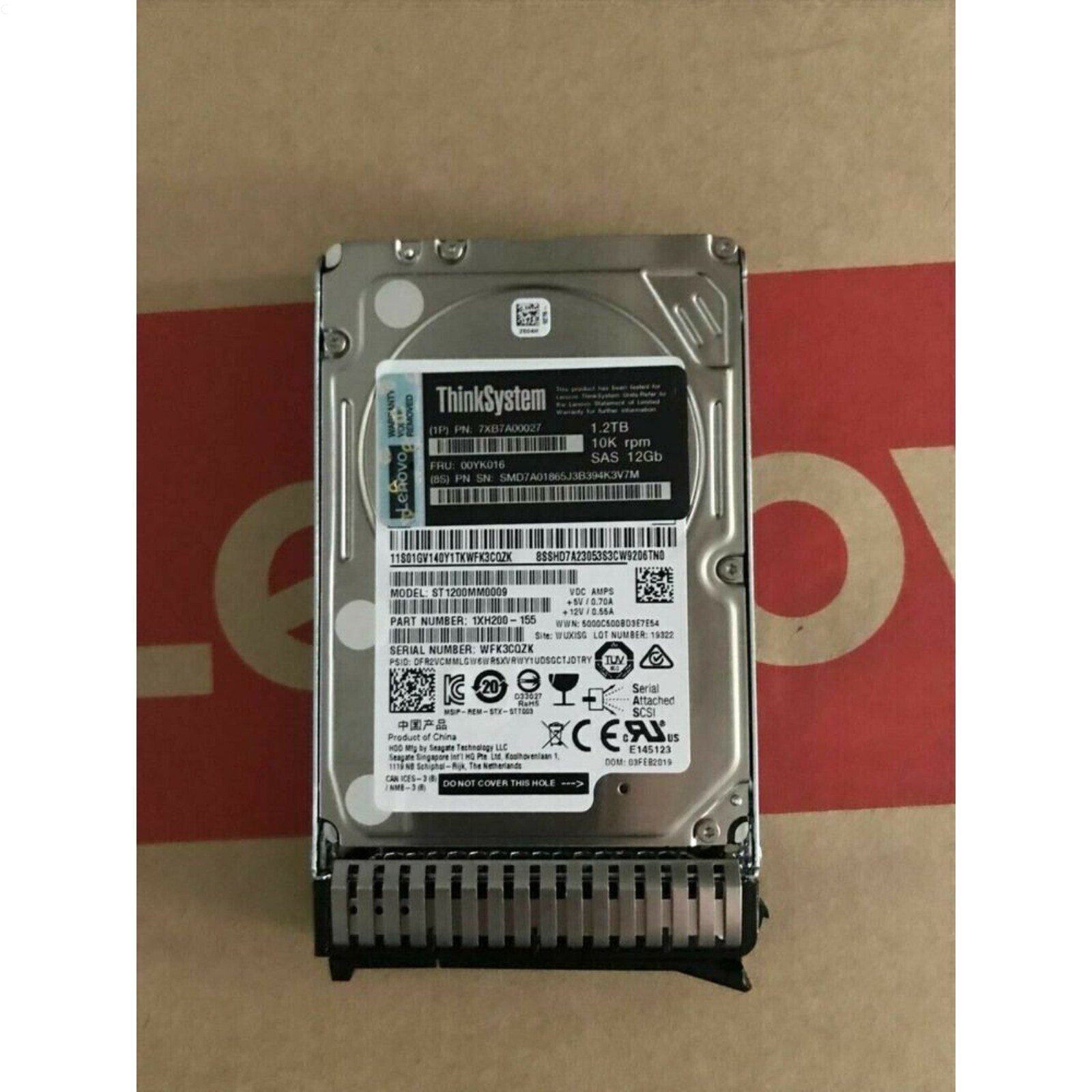 NEW 00YK016 Lenovo ThinkSystem 1.2TB 10K SAS 12G 512N 2.5in HDD 7XB7A00027 US