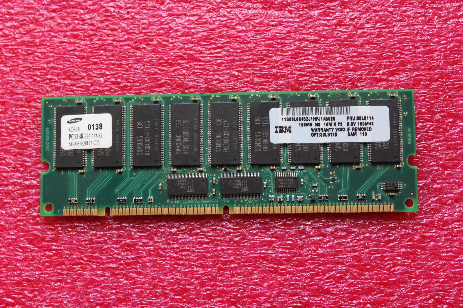 IBM 33L3113 128MB 100Mhz PC100 168-Pin SDR SDRAM ECC DIMM Memory
