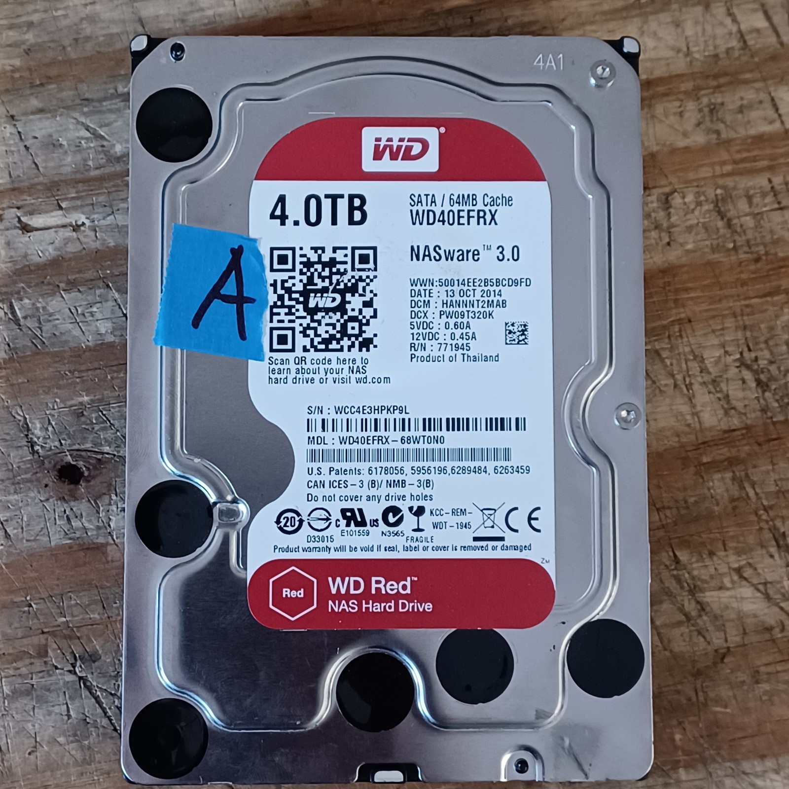 WD Red WD40EFRX-68WT0N0 4TB 5400 RPM 3.5" SATA Hard Drive