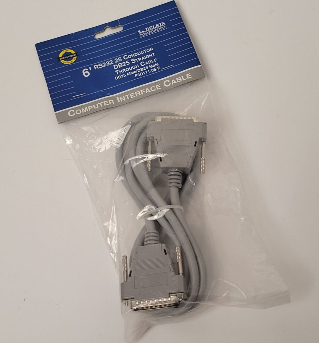 NEW Belkin 6 ft. RS232 25 Conductor DB25 Straight Thru Cable DB25 Male/DB25 Male