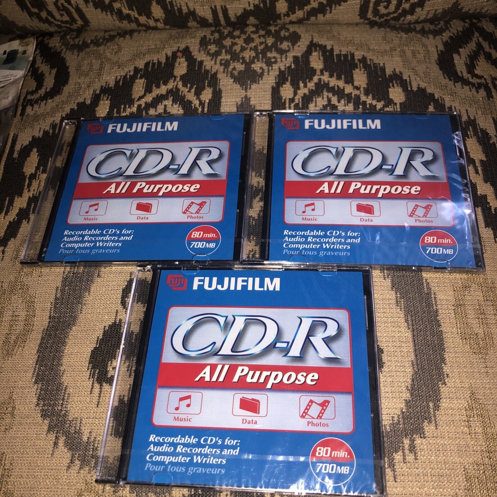 Fujifilm CD-R All Purpose  80 Minutes Music/Data/Photos 700MB . Sealed Lot Of 3