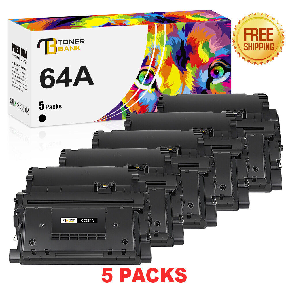 5 Pack CC364A Toner Compatible With HP 64A LaserJet P4014dn P4015x P4015n P4515