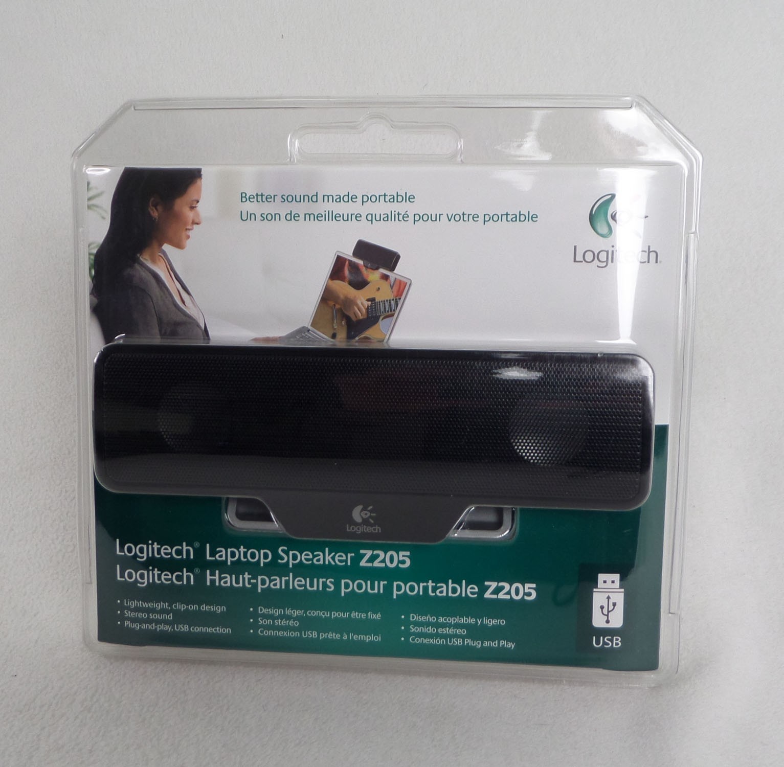 Logitech Z205 Clip On Laptop Stereo Speaker w/ Cord, NEW