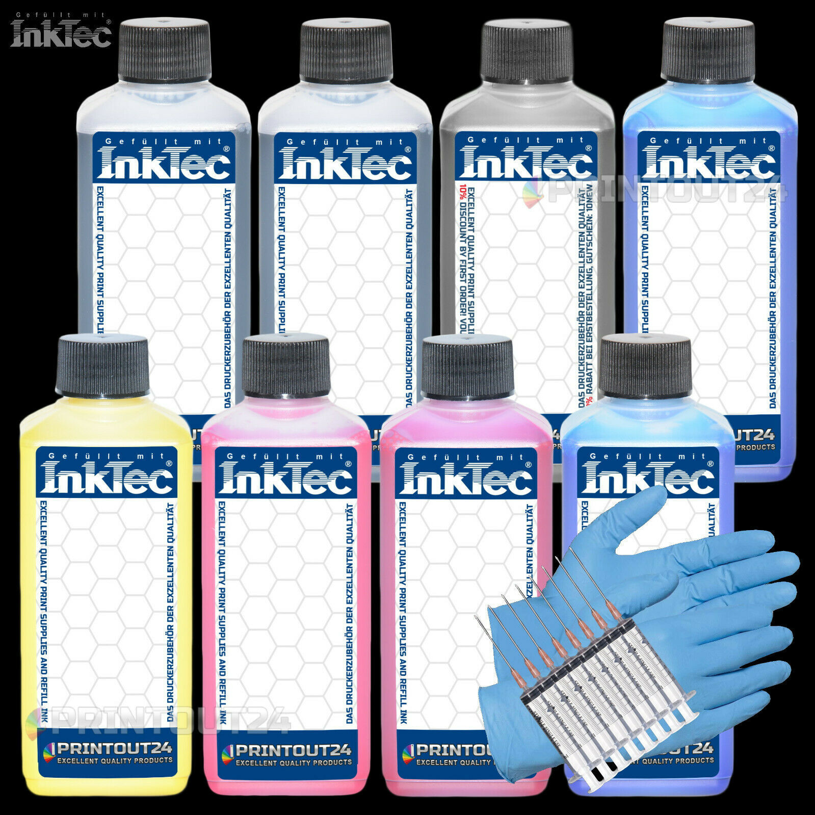 8 X 1L InkTec® Ink Set For PFI1100 PFI1300 PFI1700 PBK MBK Y M C PC PM GY