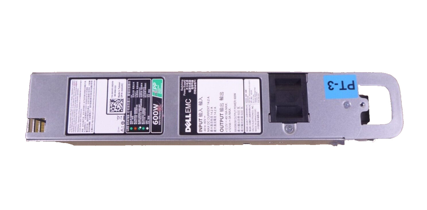 New Dell EMC PowerEdge XR2 600W - 48V DC Power Supply, 5KHFC, D600D-S0