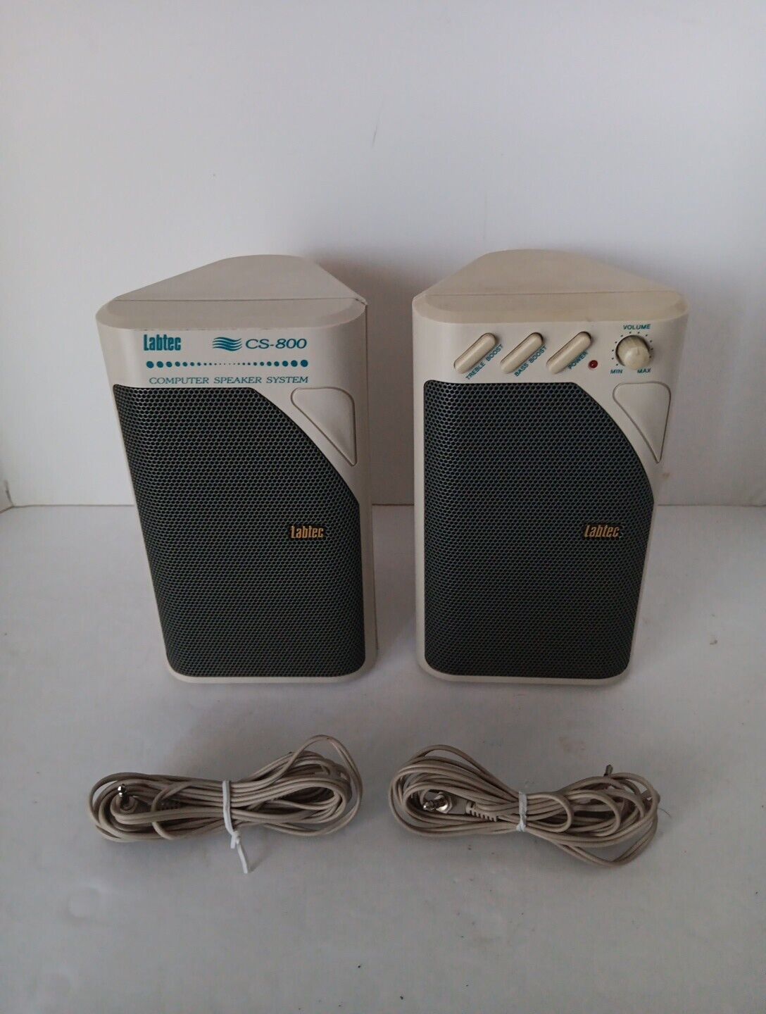 LABTEC CS-800 Amplified Computer PC Speakers System 2 Piece w/wires parts repair