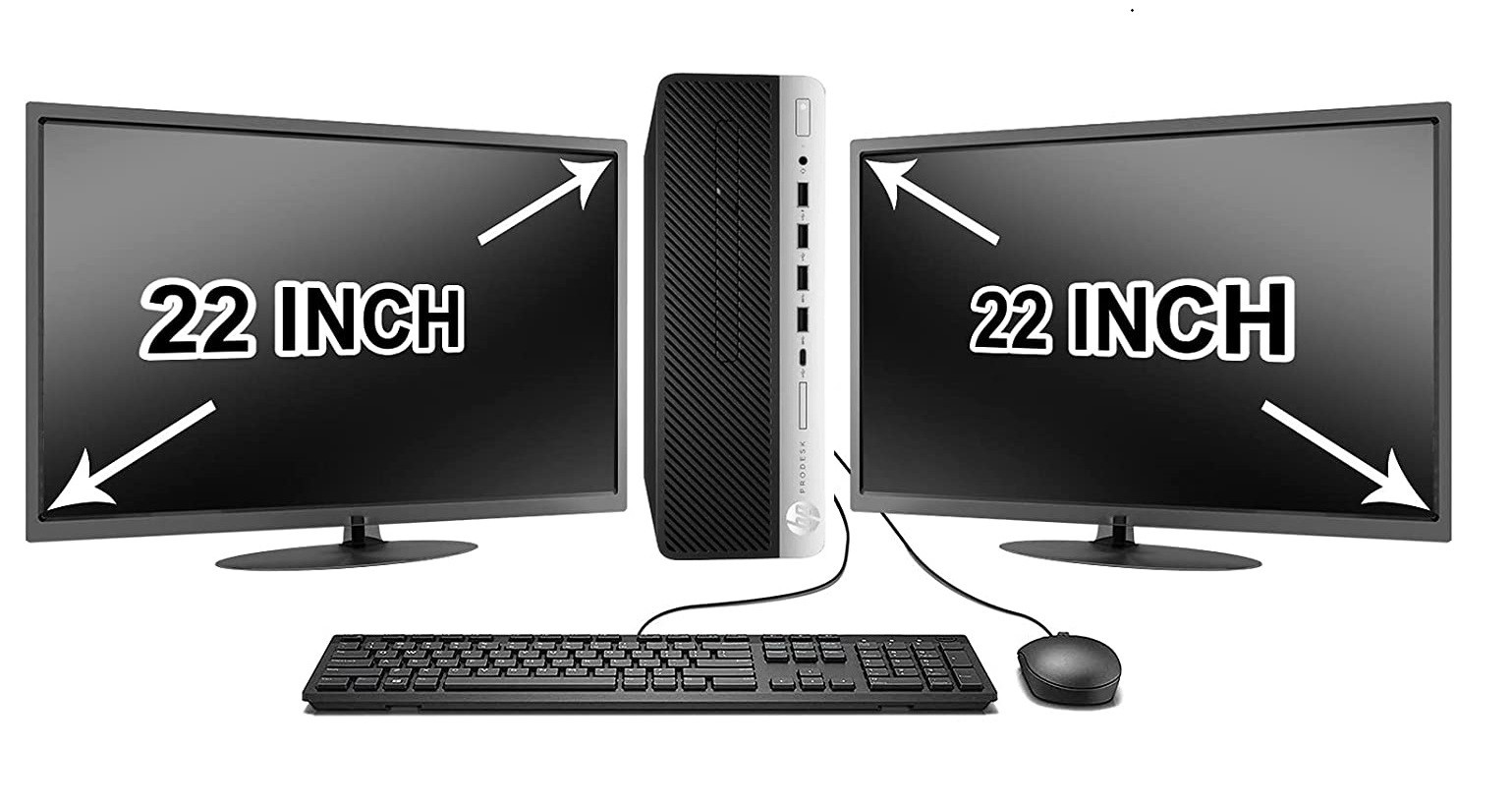 hp Desktop PC Computer Core I5 SSD DUAL 22" LCDs WiFi Bluetooth Windows 11 Pro