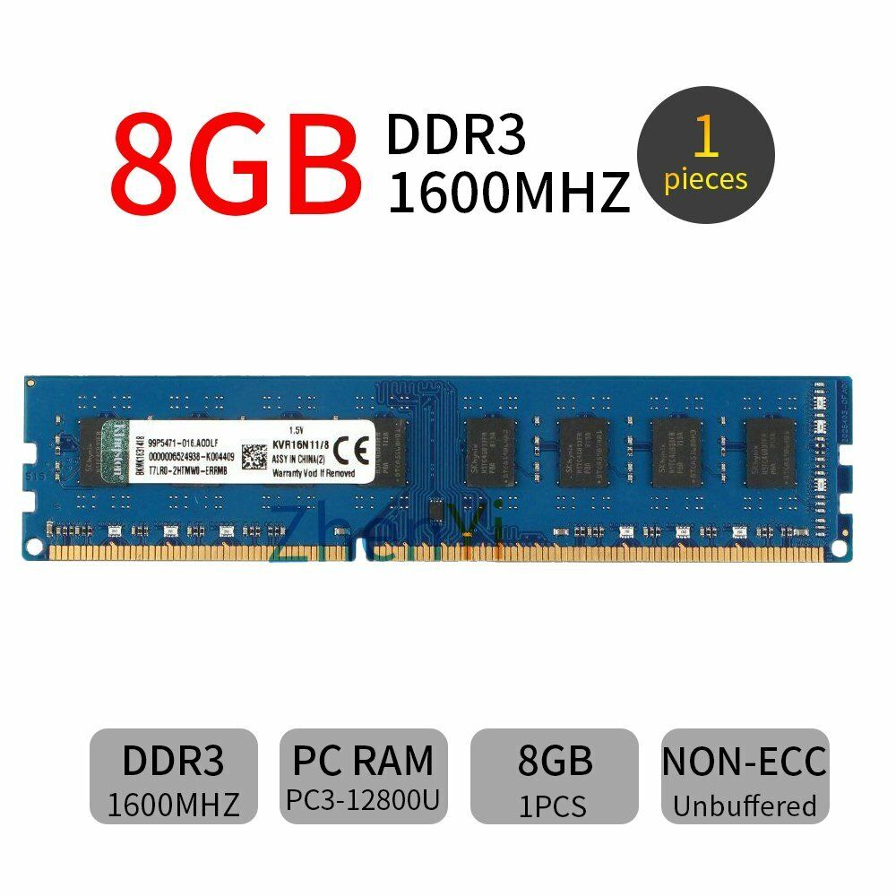 For Kingston 32GB 16GB 8GB DDR3 PC3-12800U KVR16N11/8 Blue Desktop RAM Lot UH