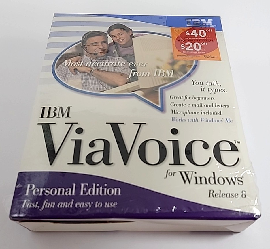 IBM ViaVoice for Windows Personal Edition Software CD Release 8 *Torn Film READ
