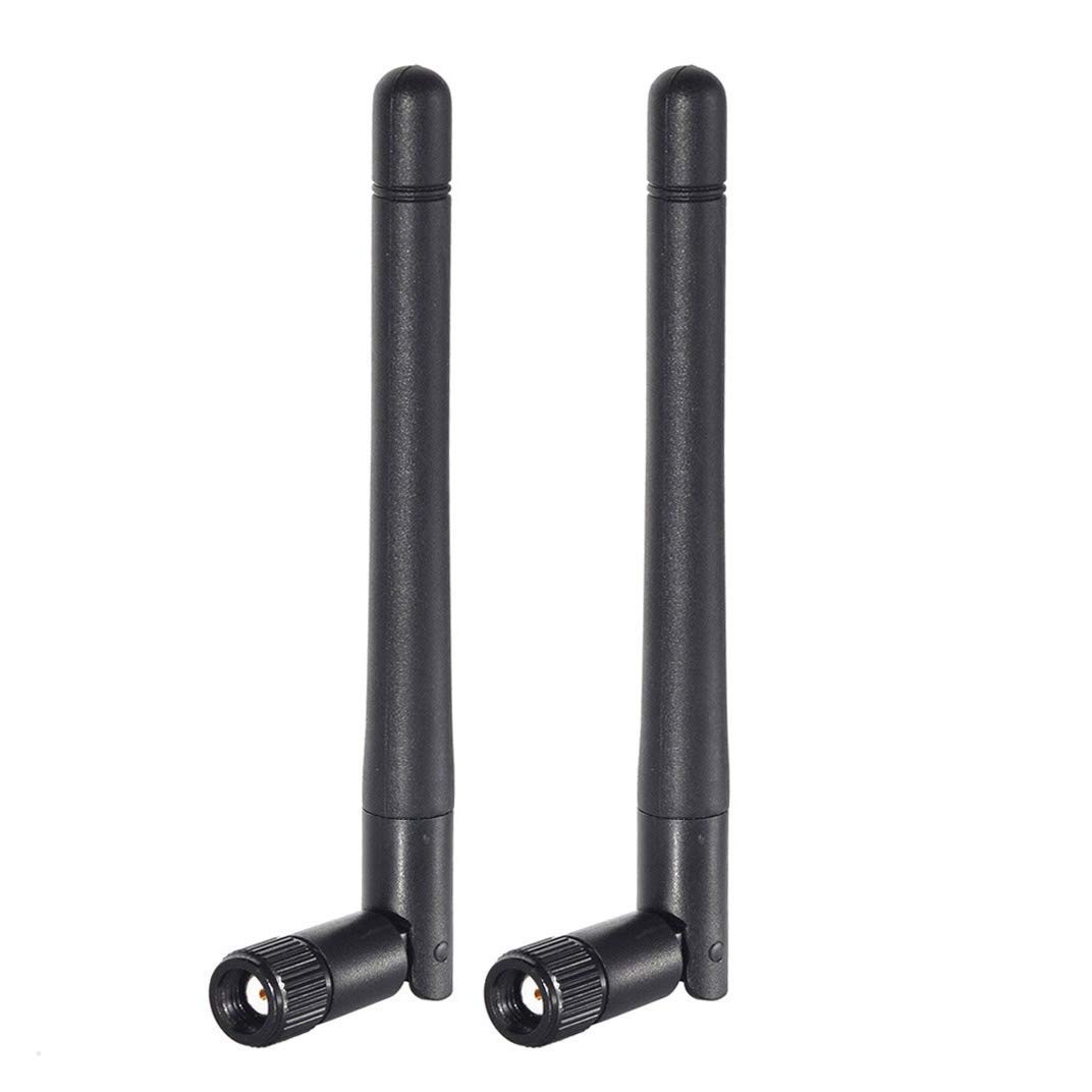 Bingfu Dual Band WiFi 2.4GHz 5GHz 5.8GHz [RP-SMA Male] Antenna 2-Pack - Black