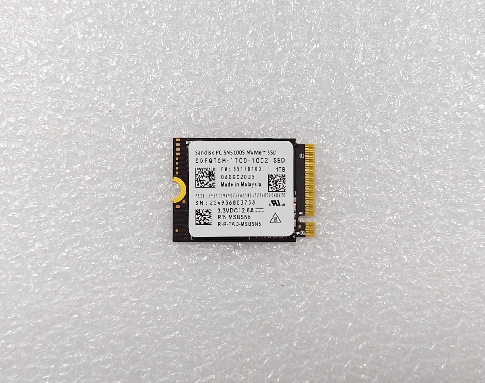 SanDisk PC SN5100S 1TB M.2 2230 NVMe PCIe 4.0 Internal SSD SDFQTSM-1T00