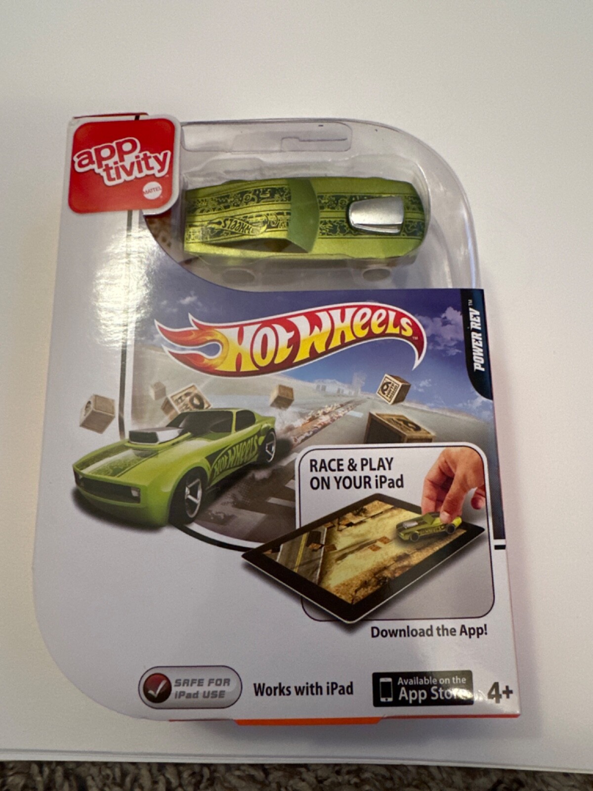 Apptivity 1car Green Hot Wheels Power Rev iPad app 3 Games Race& Play with iPad