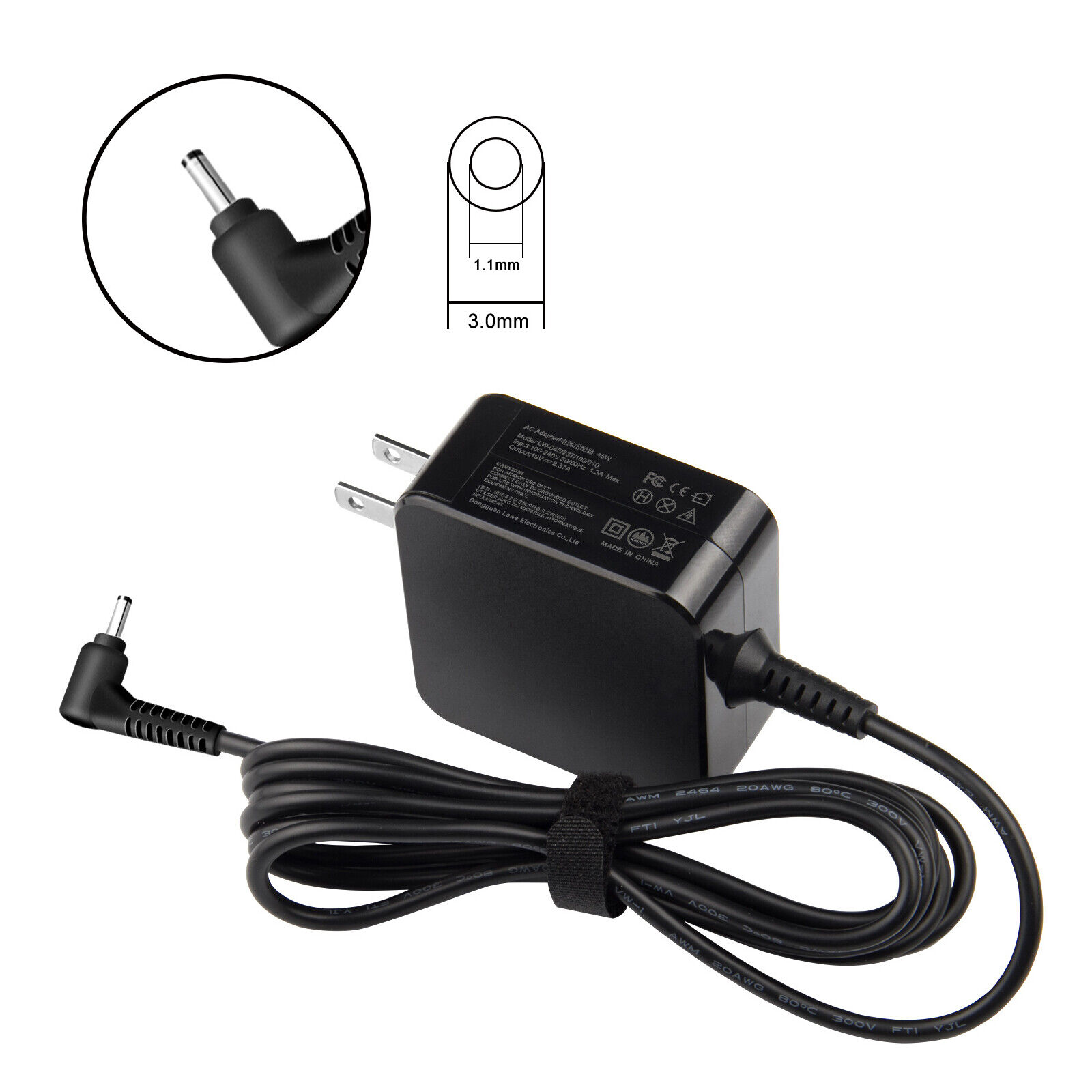 19V 2.37A 45W Laptop Replacement Power Adapter Charger For Acer Aspire 3.0*1.1mm