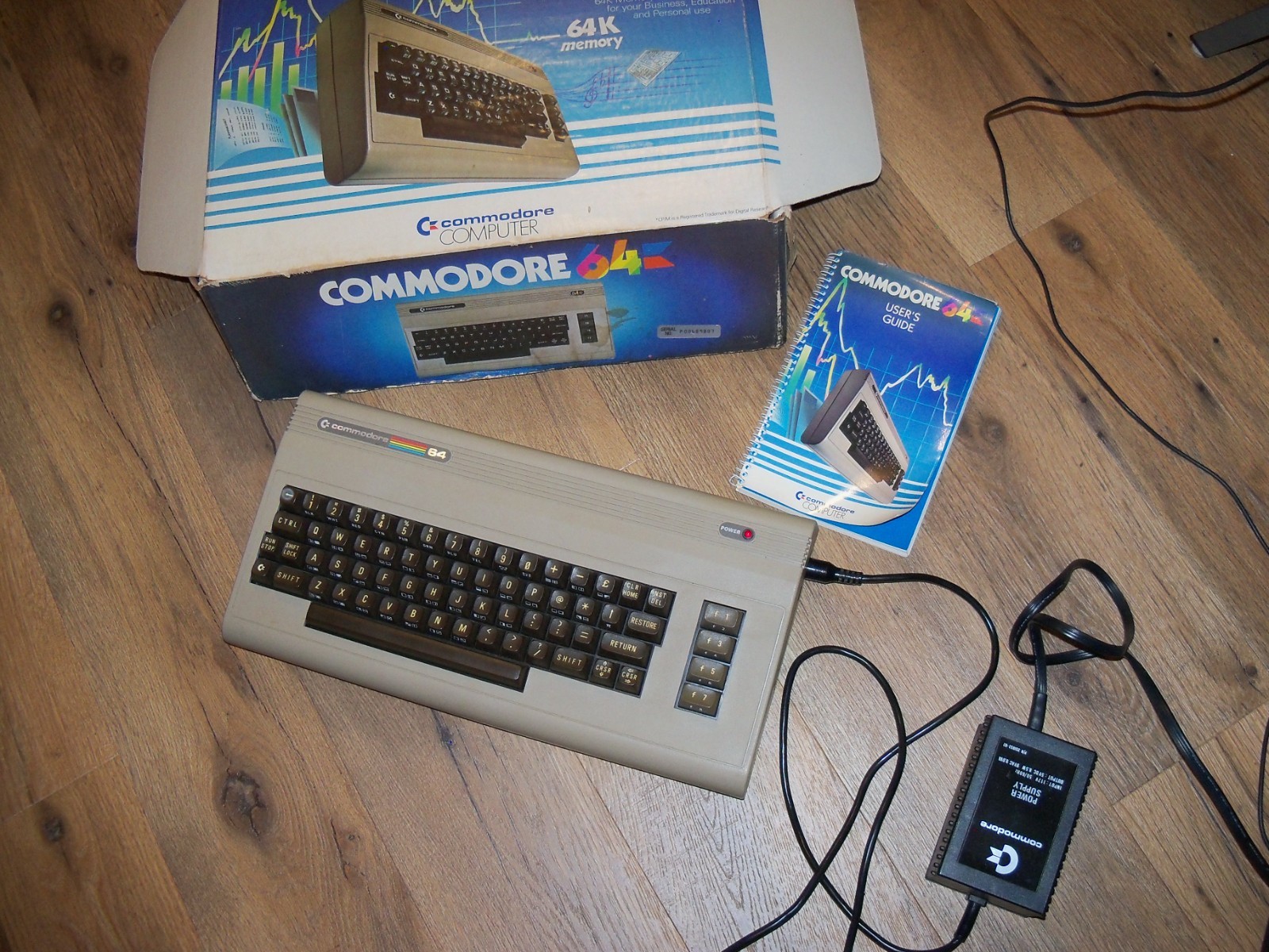 Commodore 64 C64 Computer with Original Box. Power Supply. Manual~ Turns on